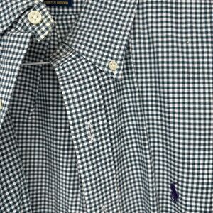 Polo Ralph Lauren Long Sleeve Button Down Green Checked Slim Fit Shirt Size L